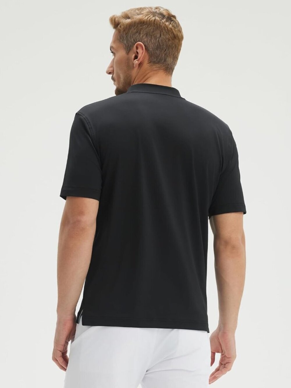 MensBlack Collarless Golf Shirt Dry Fit Moisture Wicking Henley Tee - Picture 5 of 6